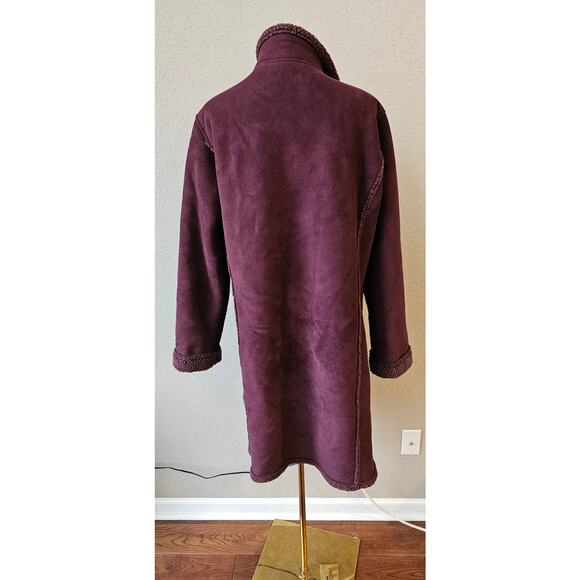 LL Bean Women's Faux Suede Outer Fleece Button Front Winter Jacket Size M Purple - Picture 5 of 10